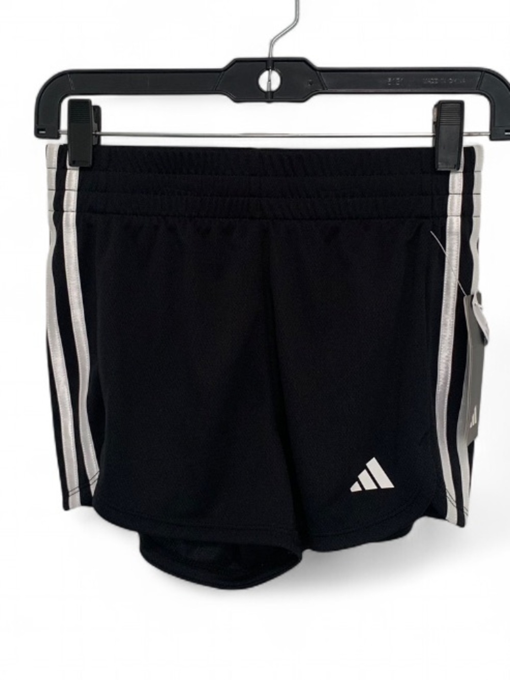adidas Pacer Black Athletic Shorts with White Side Stripes